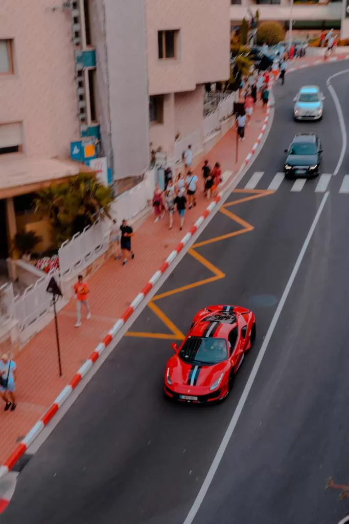 Red sports car on the streets of Nice