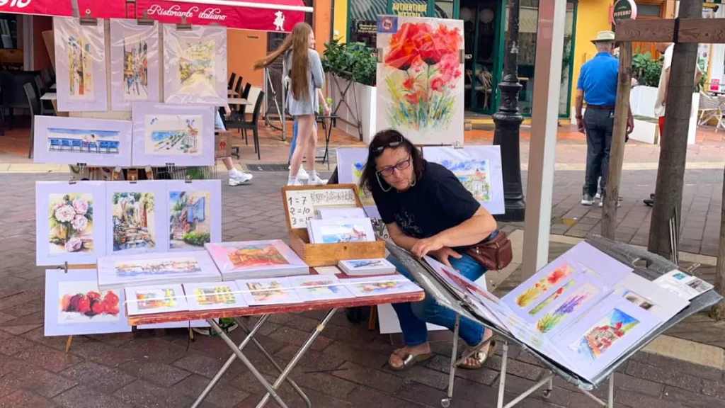 Street vendor selling art in Nice