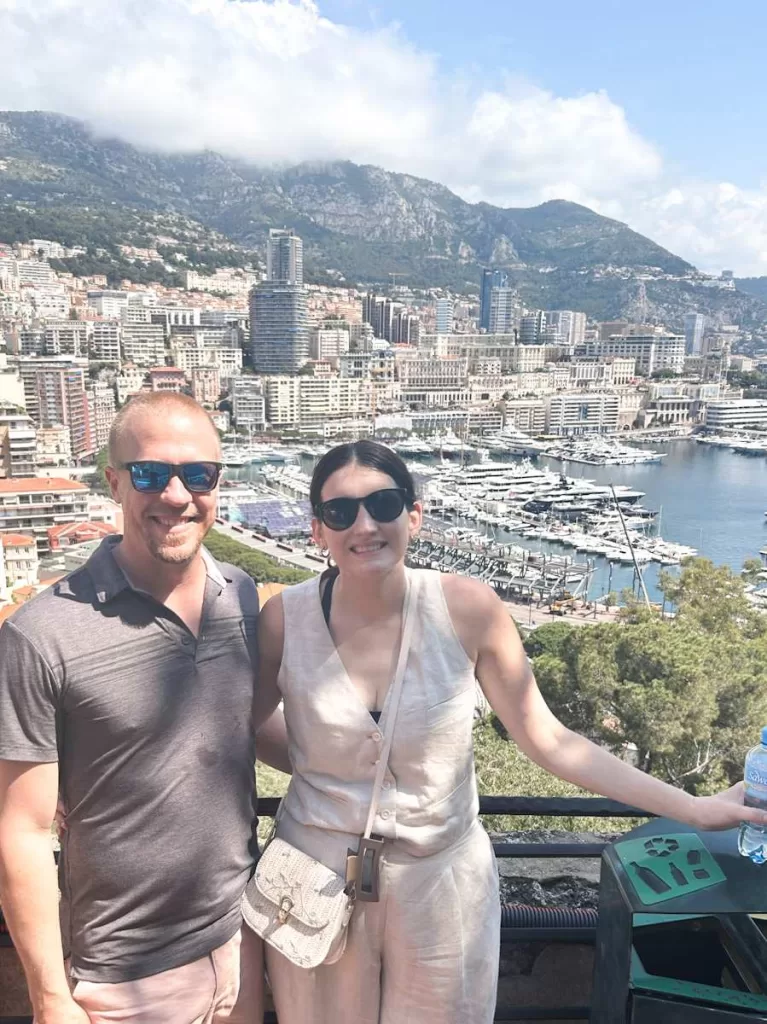 Two people overlooking Monaco. 