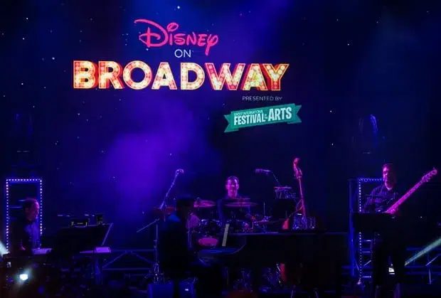 Stage show with purple neon lights at Disney's epcot.  