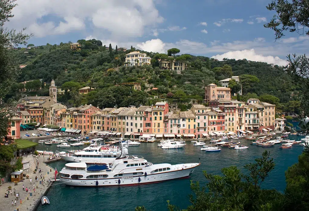 Yachts sitting in the harbor in Portofino, Italy.  Is Portofino good for kids