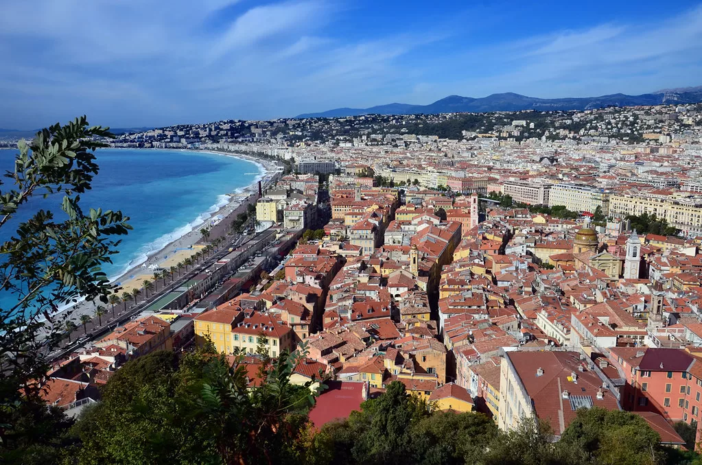 view of old nice and the mediterranean ocean from Castle Hill