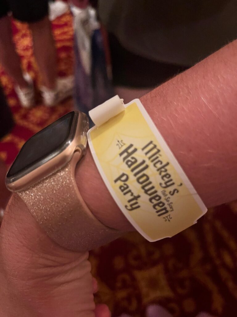 Wrist band for Mickey's not so scary halloween party